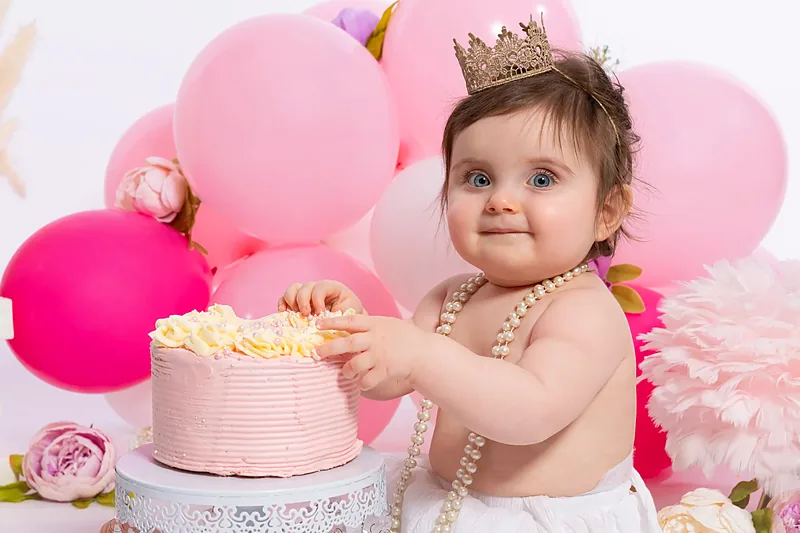 Smash cake birthday session photographed by Darina Photography in Barnet, North London